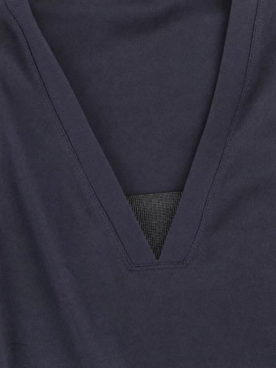 Brunello Cucinelli Ribbed V-Neck Knitted Top