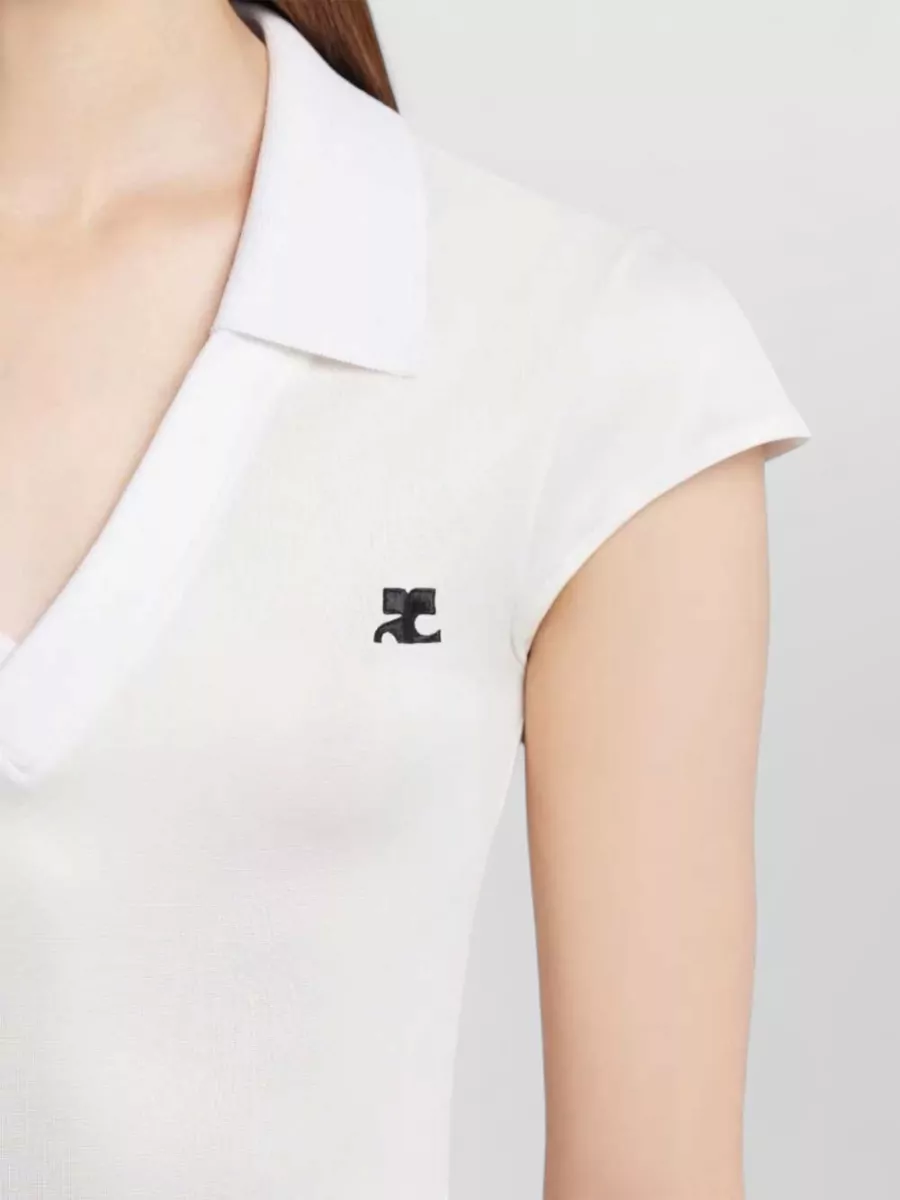 Courrèges Polo V-Neck Short-Sleeve Maxi Dress