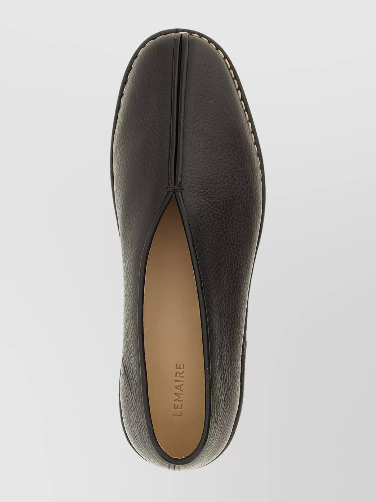 Lemaire Textured Leather Slippers Contrast Stitching