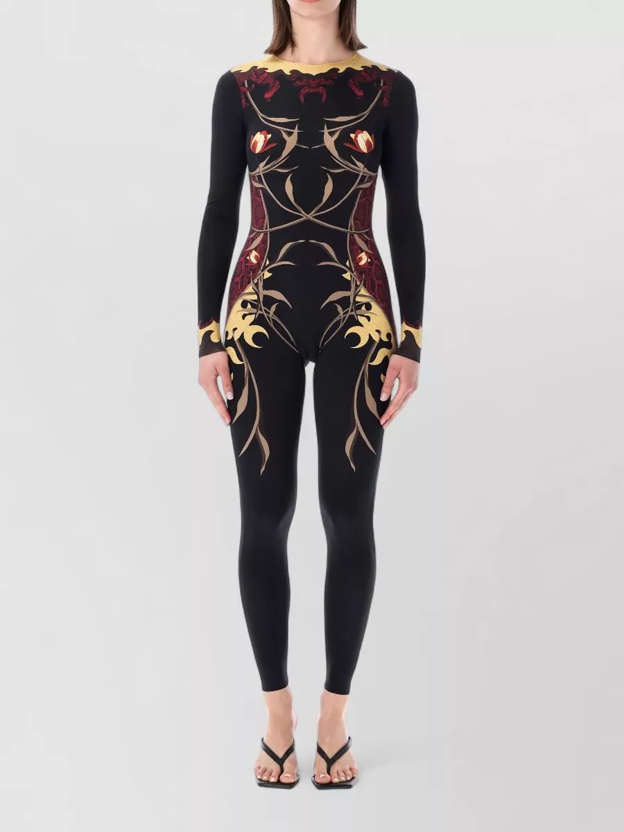 Marine Serre Floral-Print Long-Sleeve Catsuit