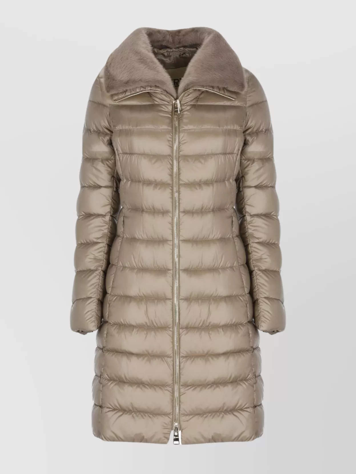 Herno Fur Collar Quilted Down Jacket In Brown