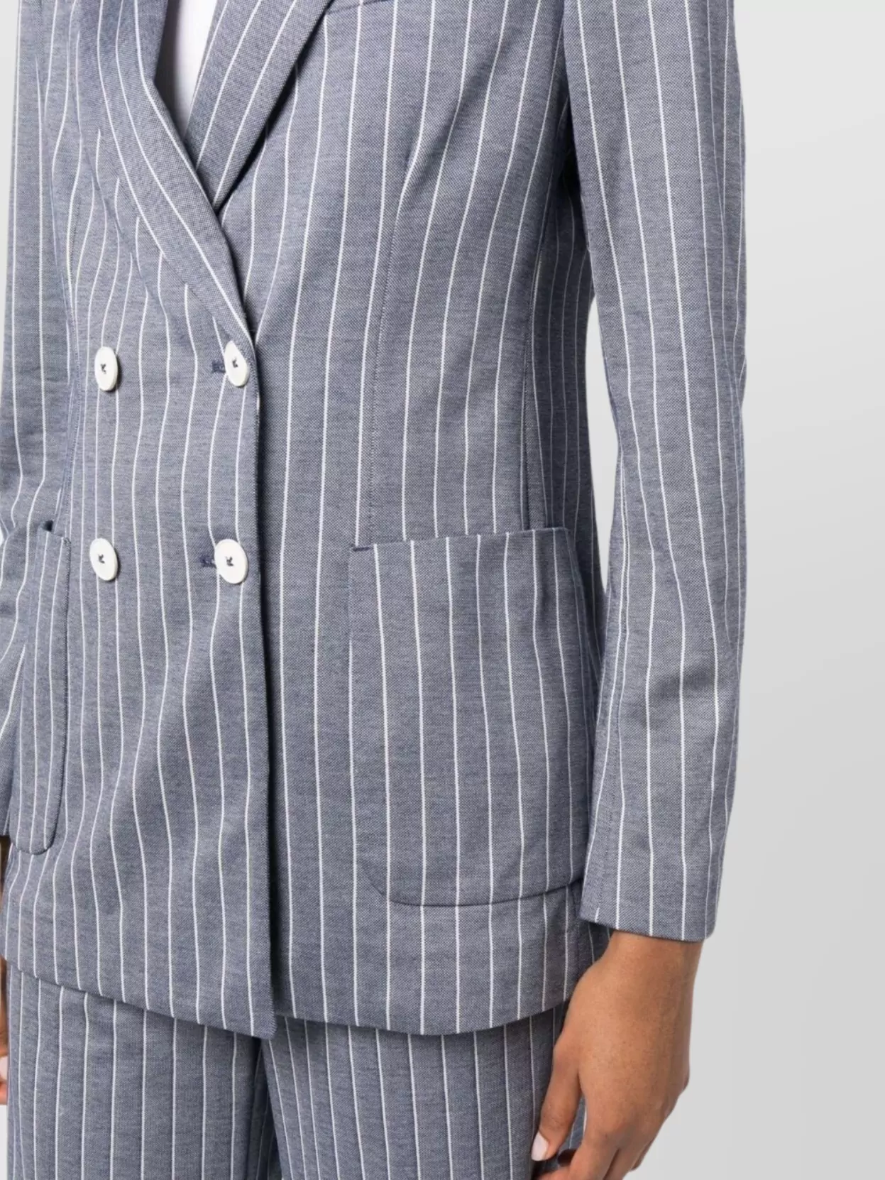 Circolo 1901 Striped Double-Breasted Blazer With Peak Lapels