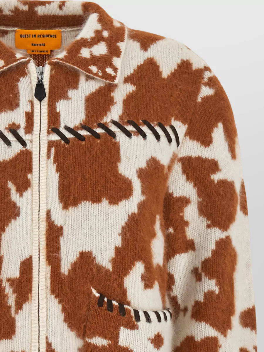 Guest In Residence Cashmere Relaxed-Fit Animal-Print Jacket