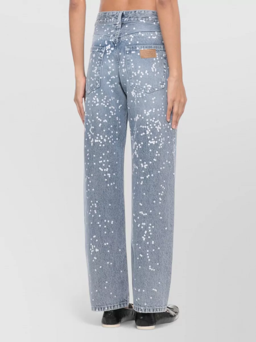 Mm6 Maison Margiela Straight Leg Jeans Polka Dot Stitching