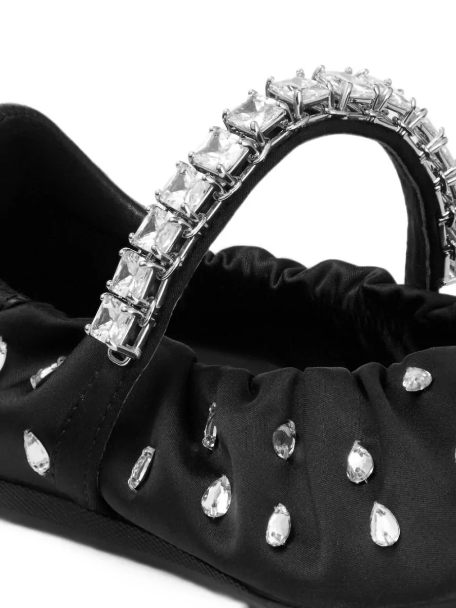 Jimmy Choo Crystal Embellished Gathered Ballerina Flats