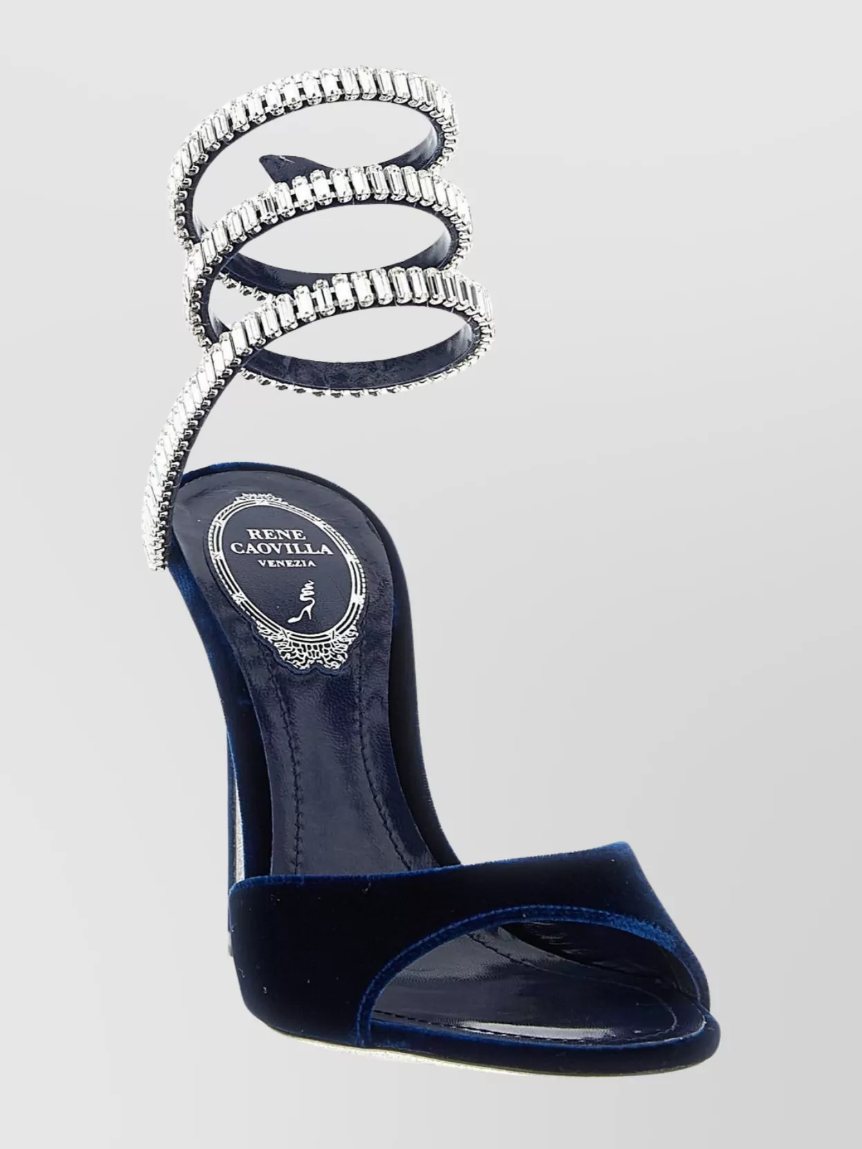 René Caovilla Spiral Velvet Sandals Embellished Straps In Black