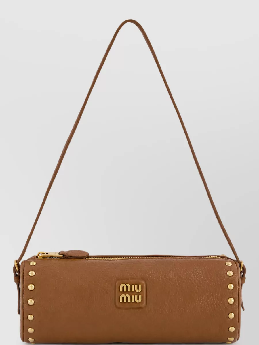 Miu Miu Matelassé Leather Studded Clutch Bag