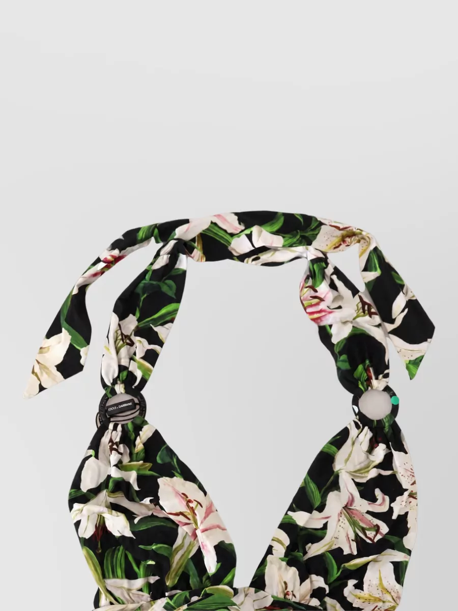 Dolce&Gabbana Floral-Print Halterneck Ruched Swimsuit
