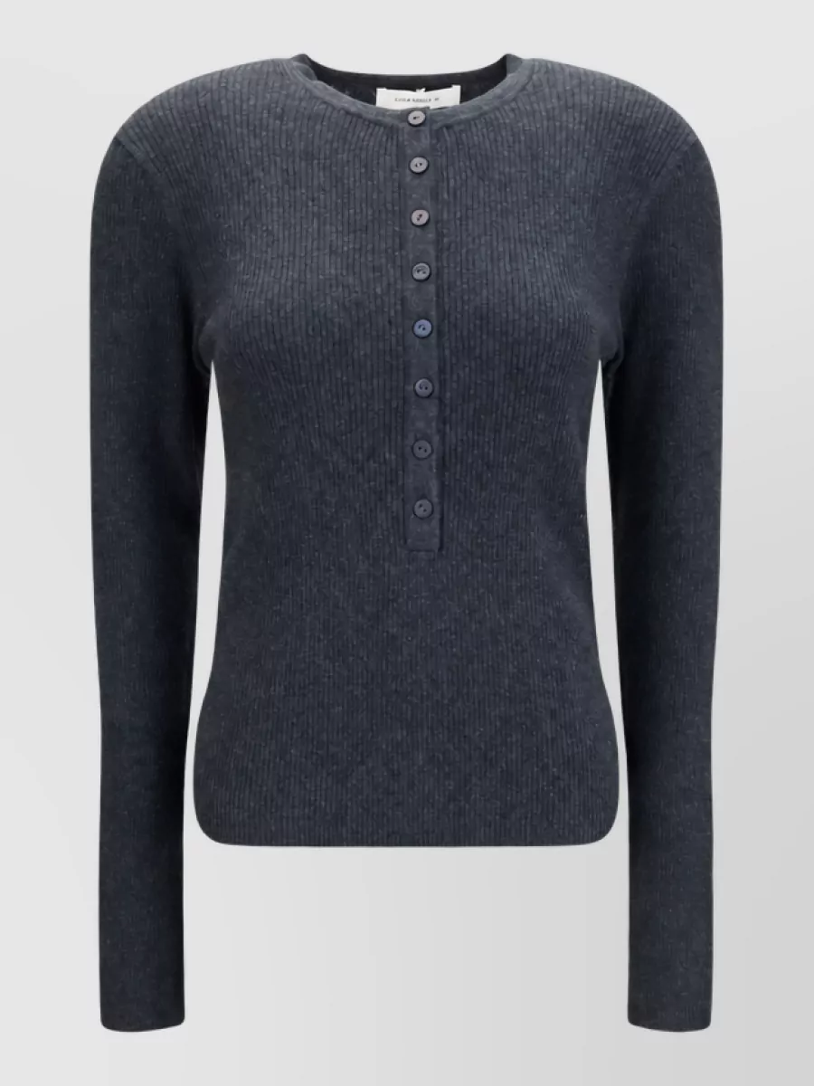 Lisa Yang cashmere ribbed slim-fit henley sweater