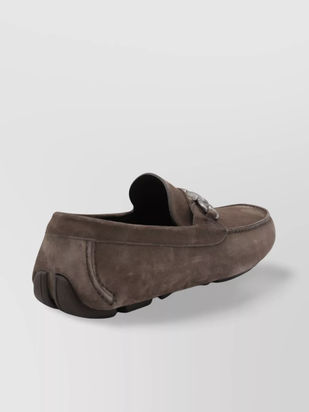 Ferragamo Buckle Detail Suede Loafers With Rubber Sole