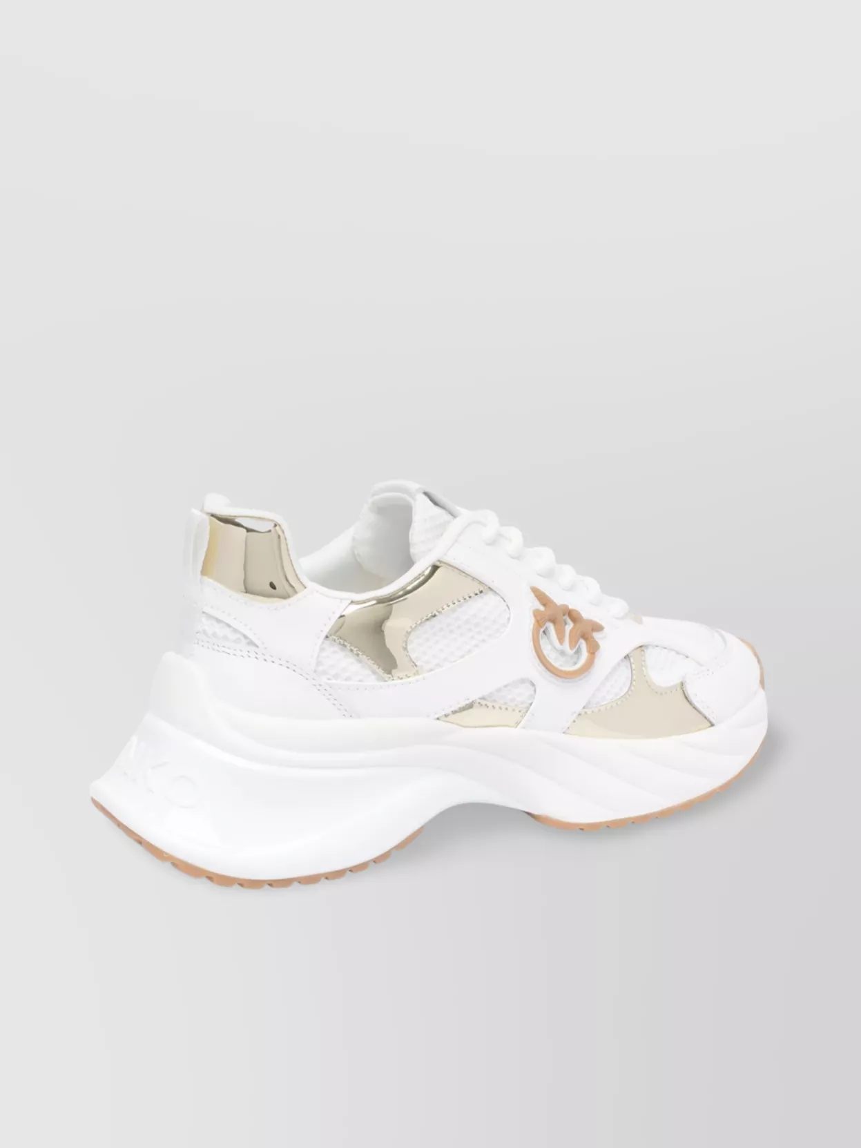 Pinko Chunky Sole Leather Sneakers Mesh Panels