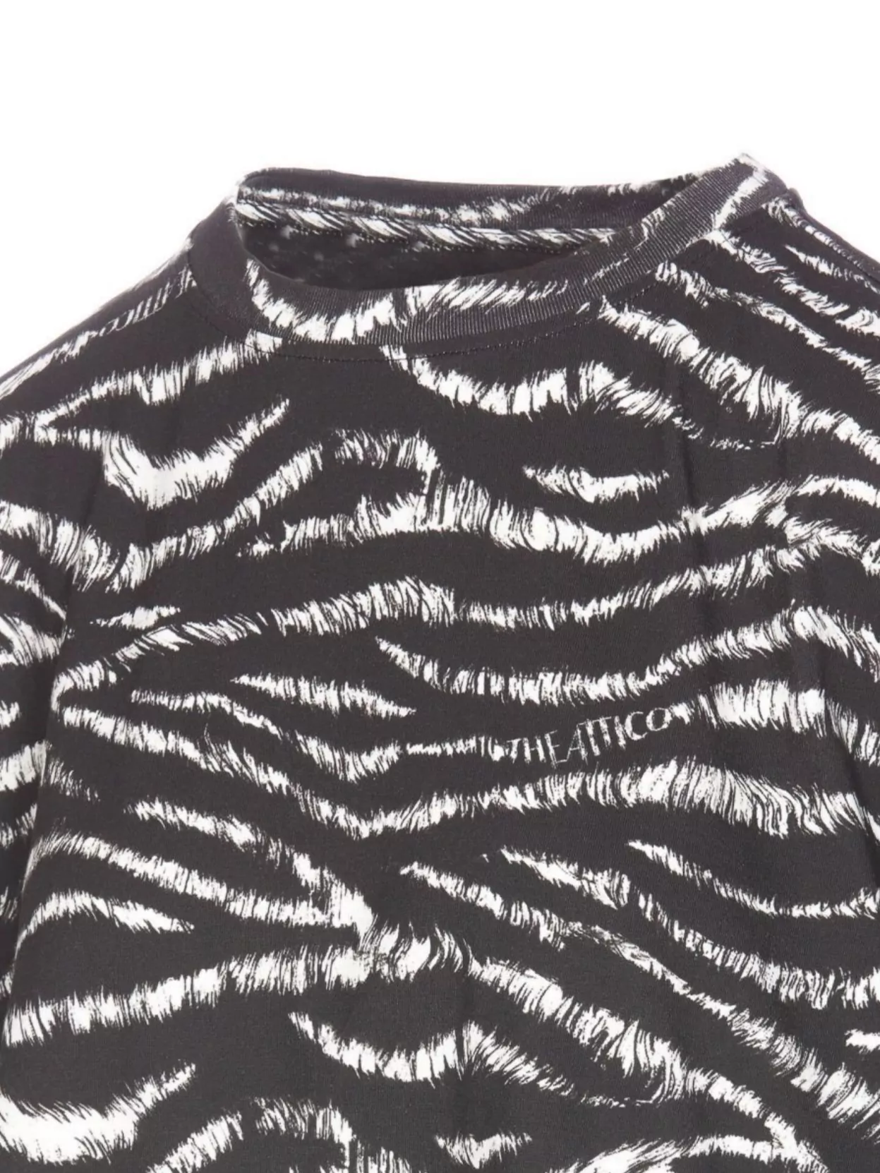 Attico Asymmetric Zebra Print Crewneck Top