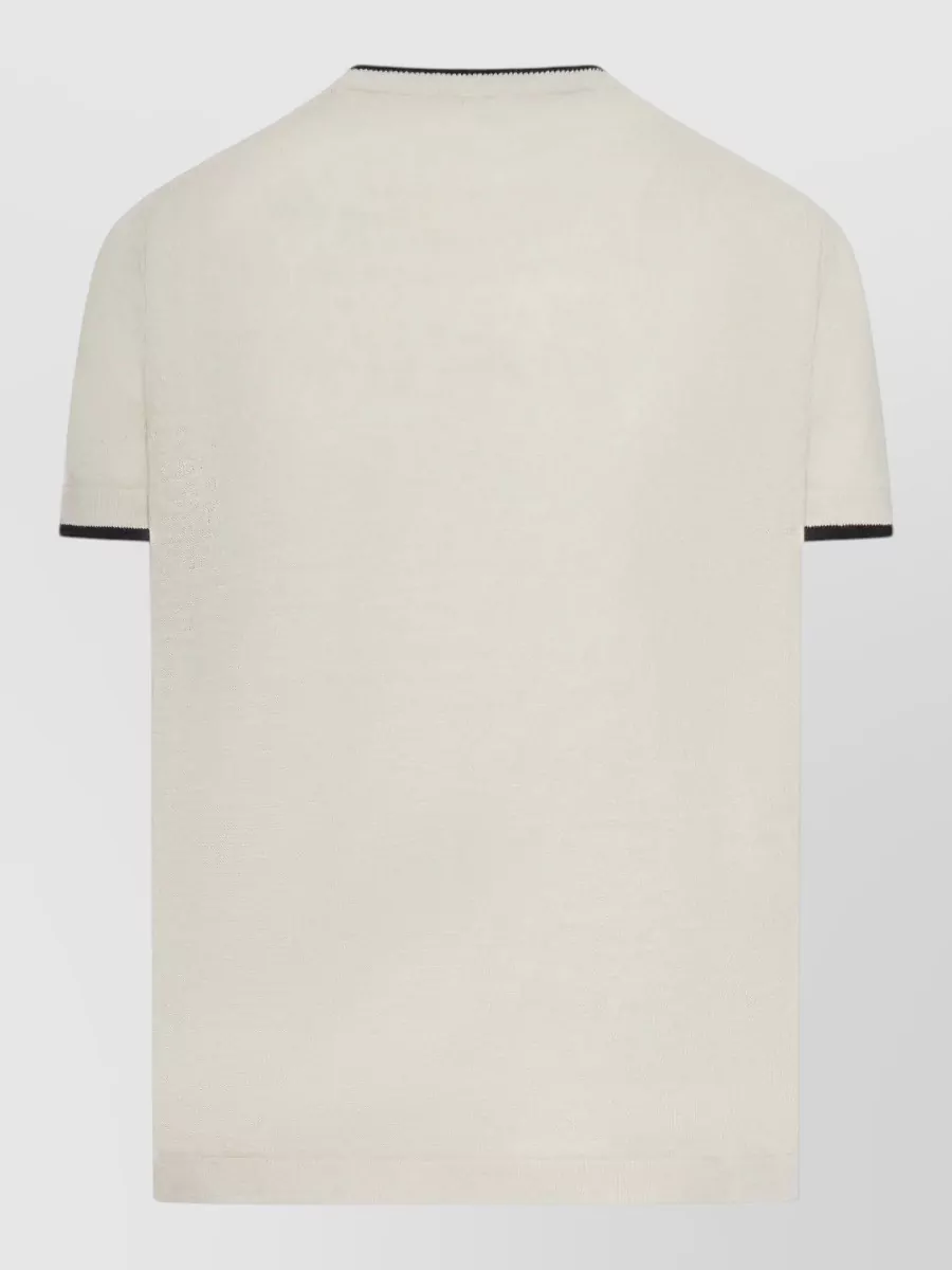 S Max Mara Short-Sleeve Linen Knitted Top