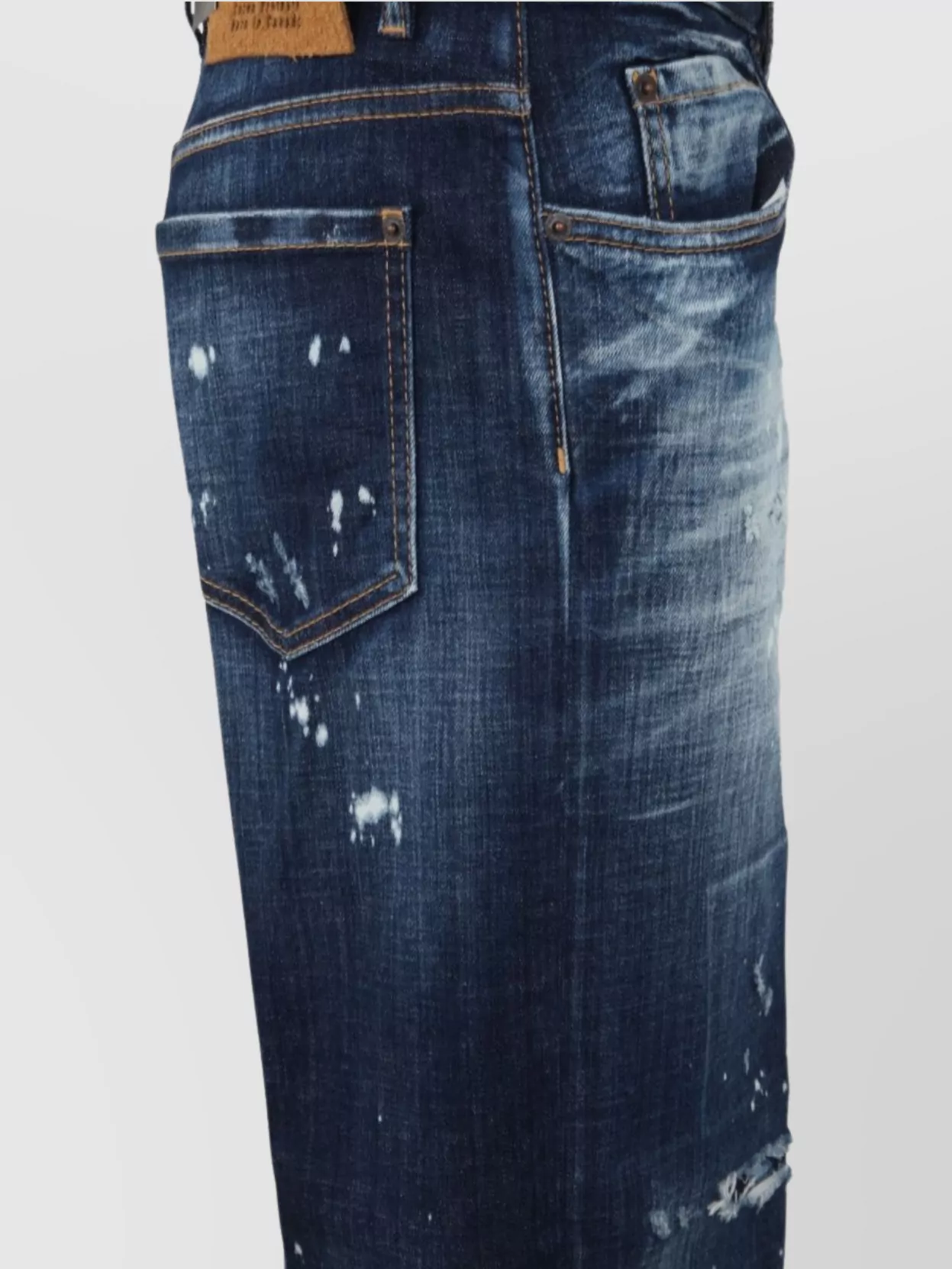 Dsquared2 Distressed Faded Denim Trousers With Belt Loops