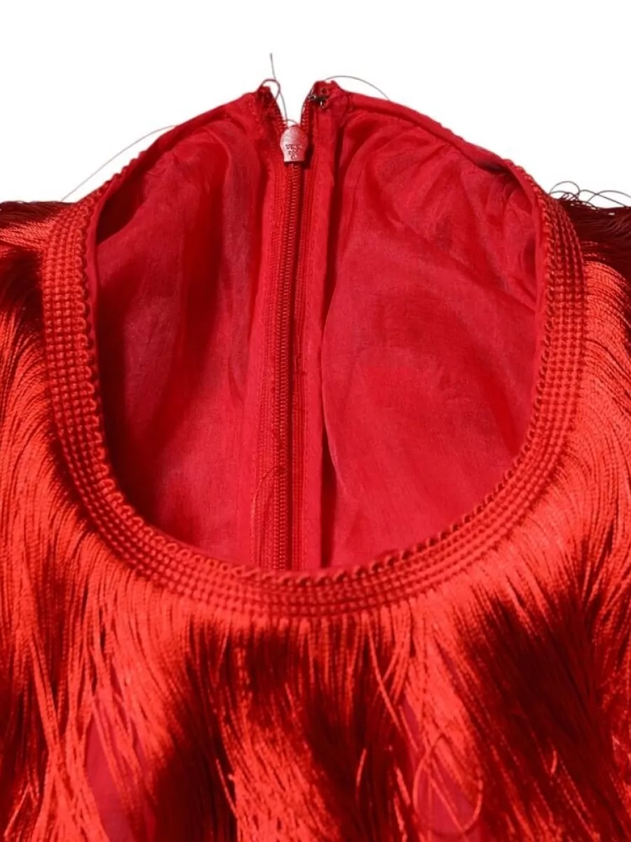 Dolce&Gabbana Silk Fringe Knee-Length Dress