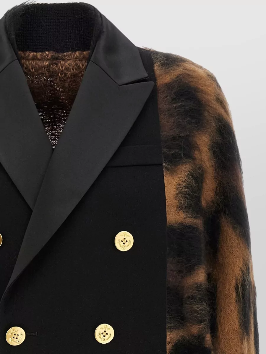 Sacai Wool Leopard-Print Double-Breasted Cardigan