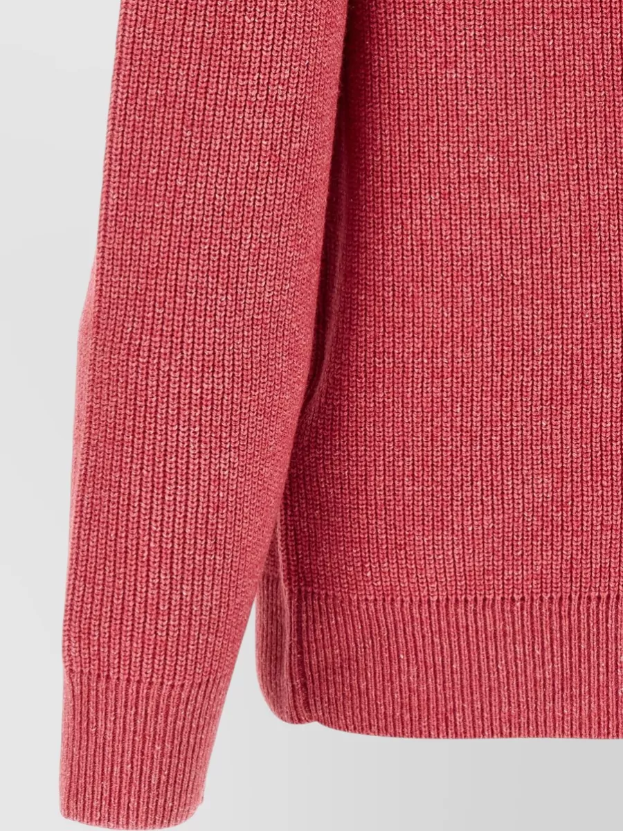 Jw Anderson High Collar Ribbed Knit Zip Sweater