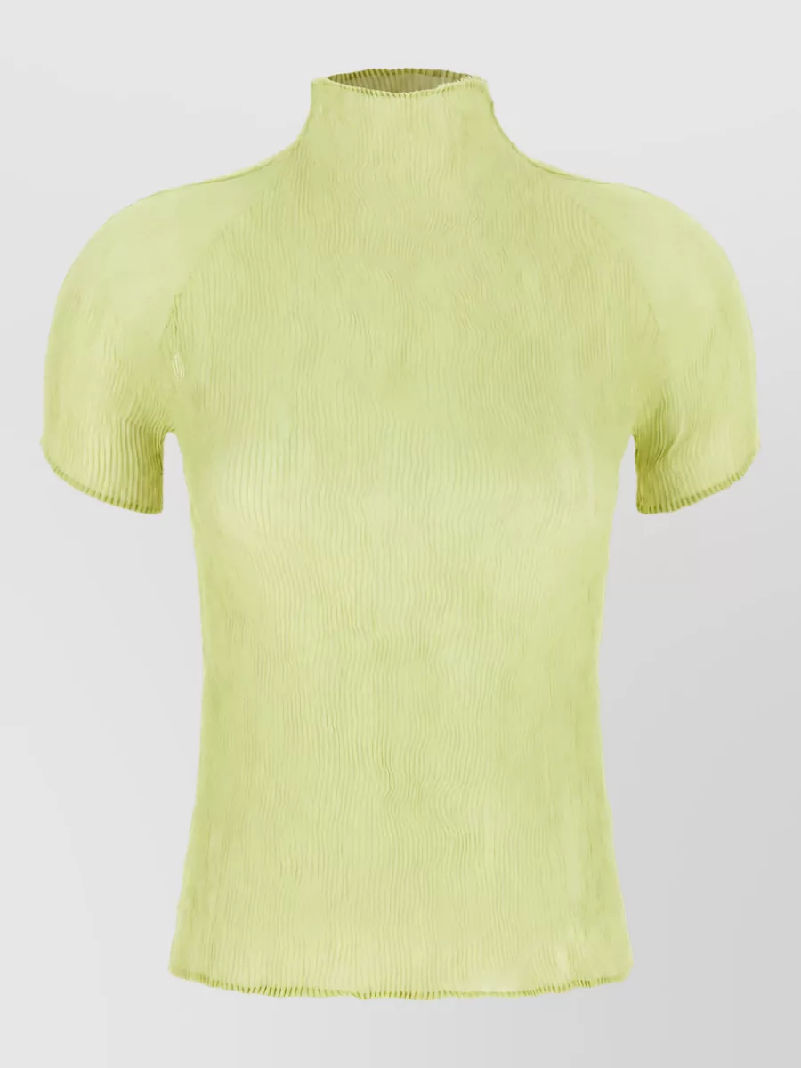 Issey Miyake pleated high neck short sleeve top