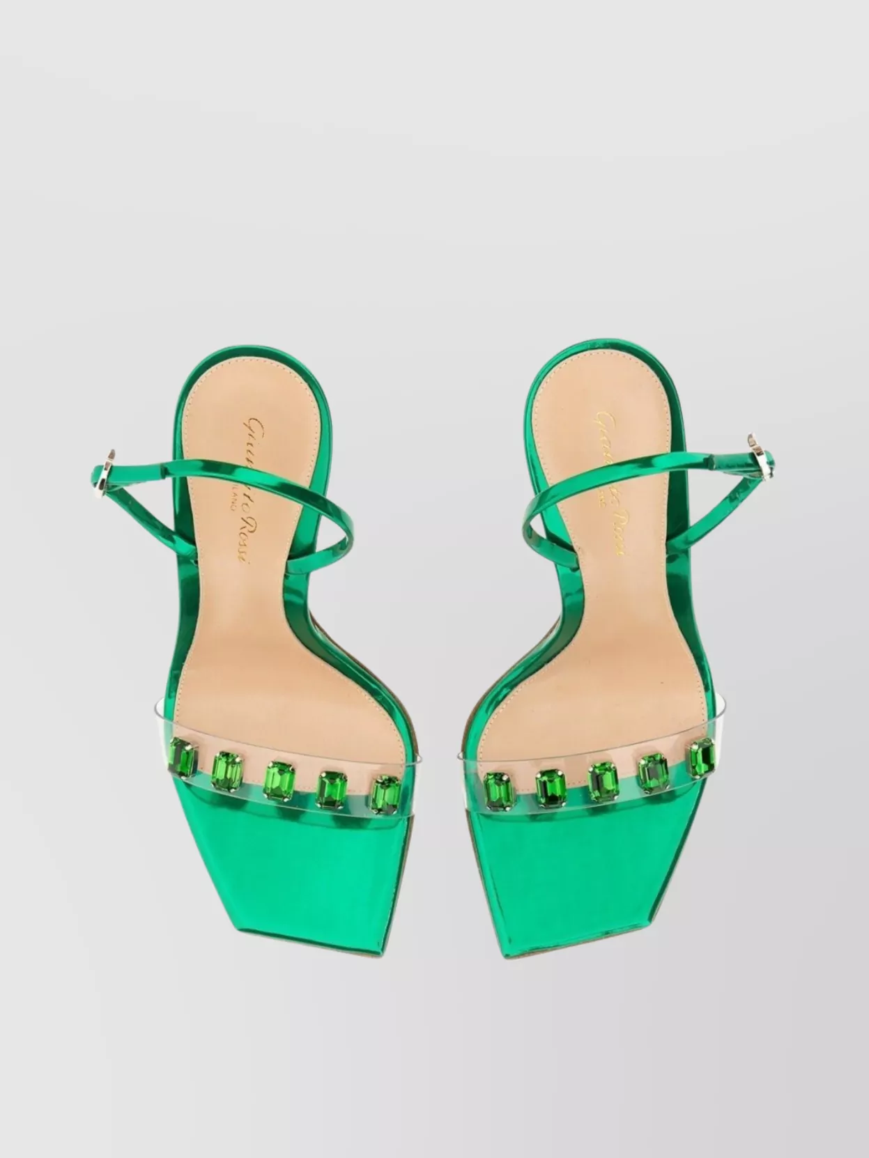 Shop Gianvito Rossi Gem Embellished Square Toe Sandal