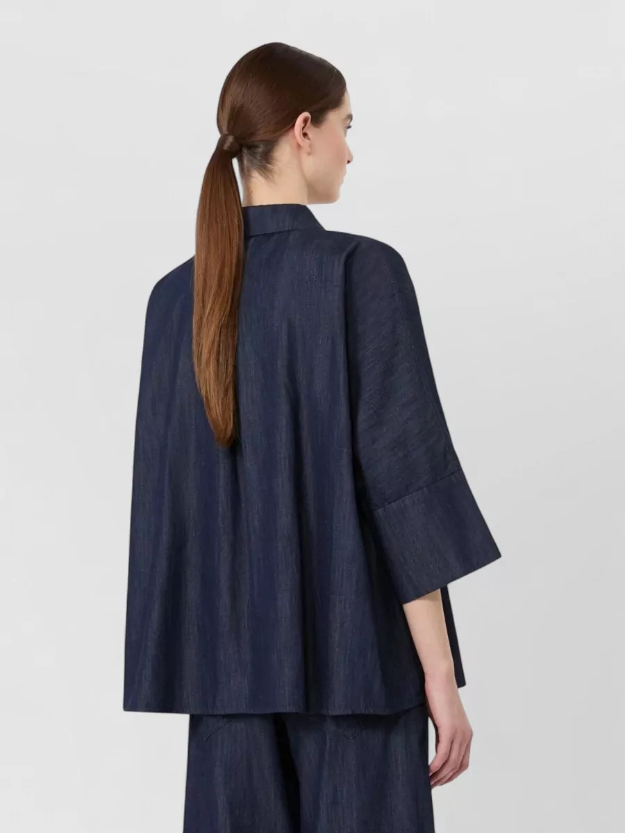 Max Mara Denim 3/4-Sleeve Shirt