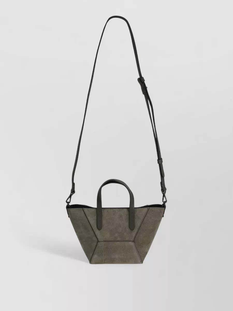 Brunello Cucinelli Globe Mini Suede-Effect Panelled Cross-Body Bag