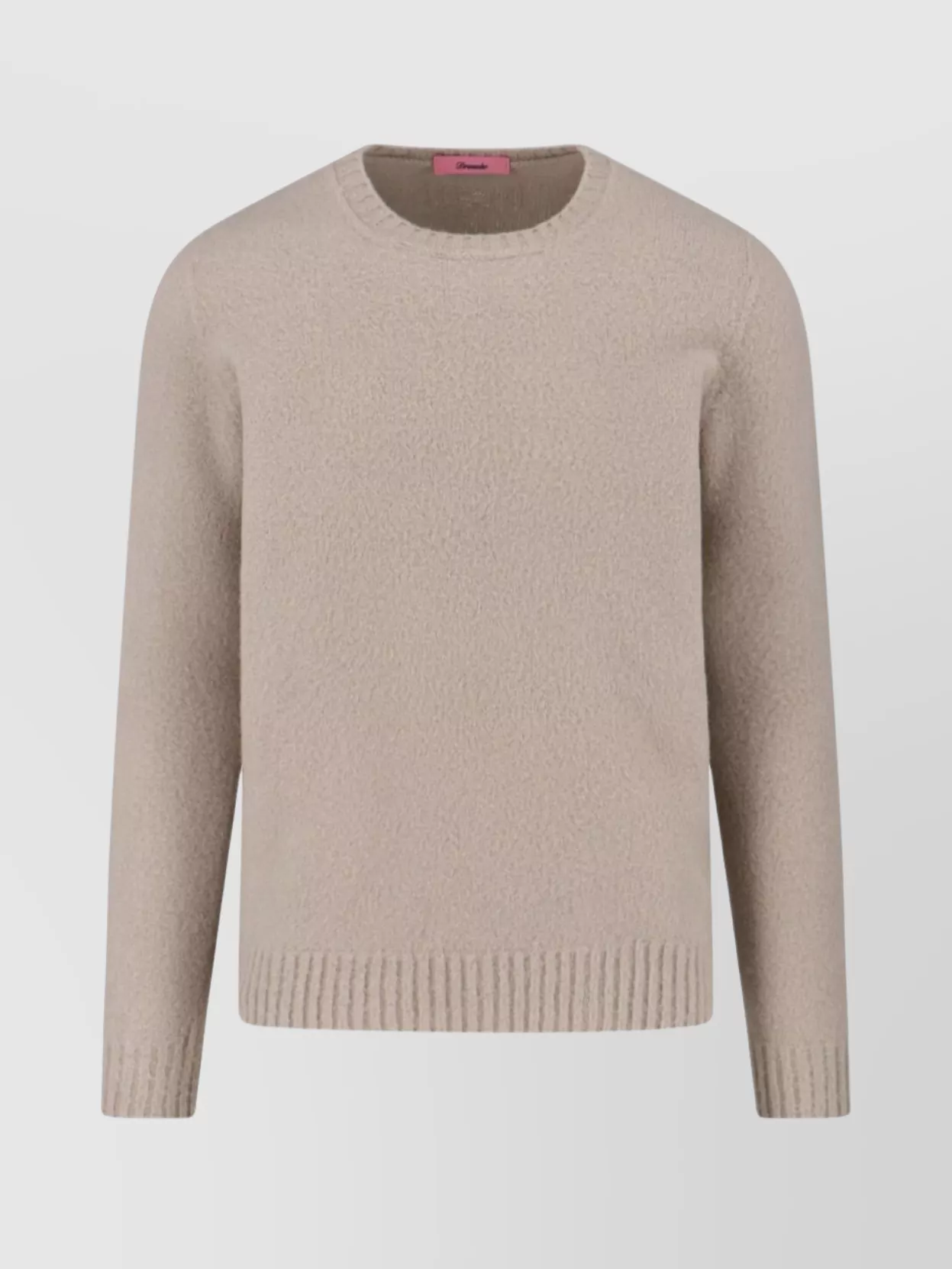 Drumohr Soft Textured Crewneck Sweater With Ribbed Cuffs In Neutral