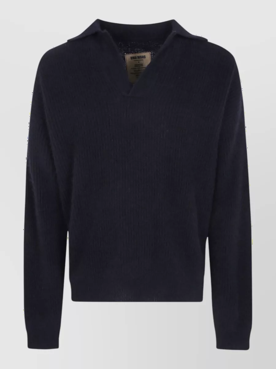 Uma Wang raccoon wool long-sleeve polo sweater