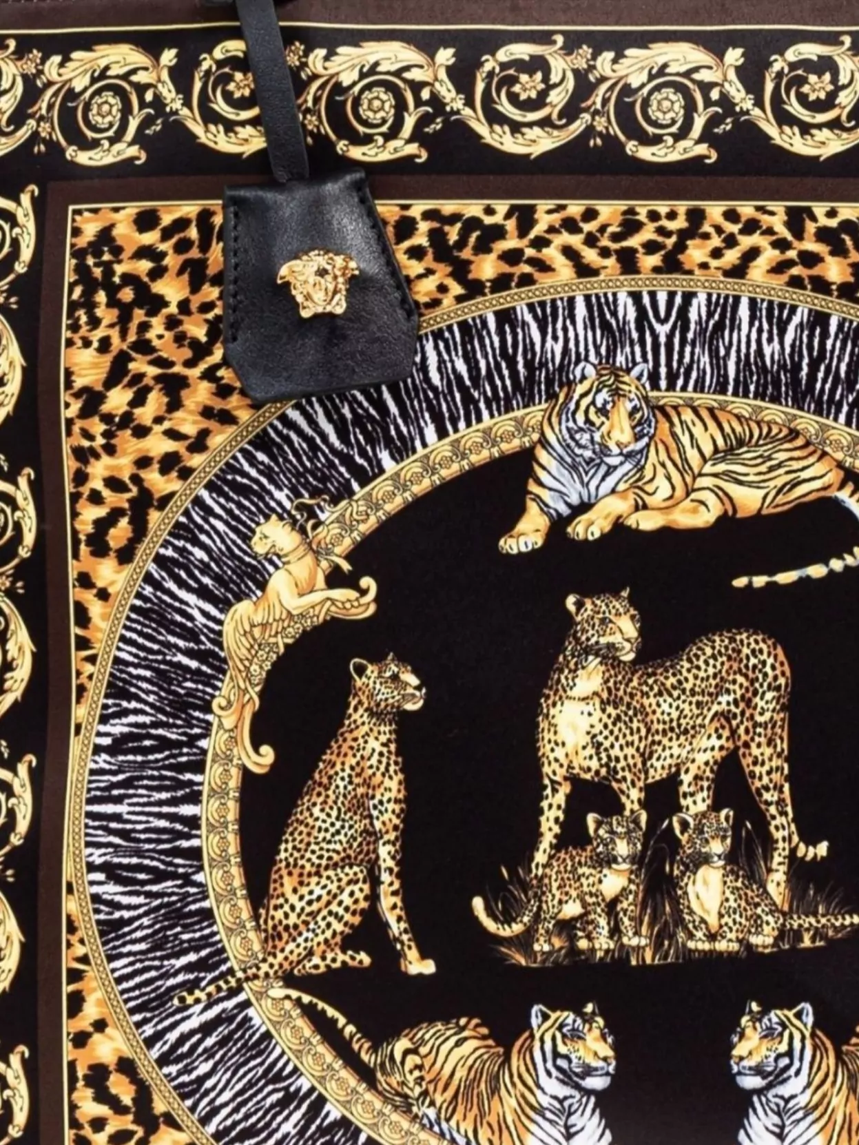 Versace Animal Print Tote Bag With Baroque Border