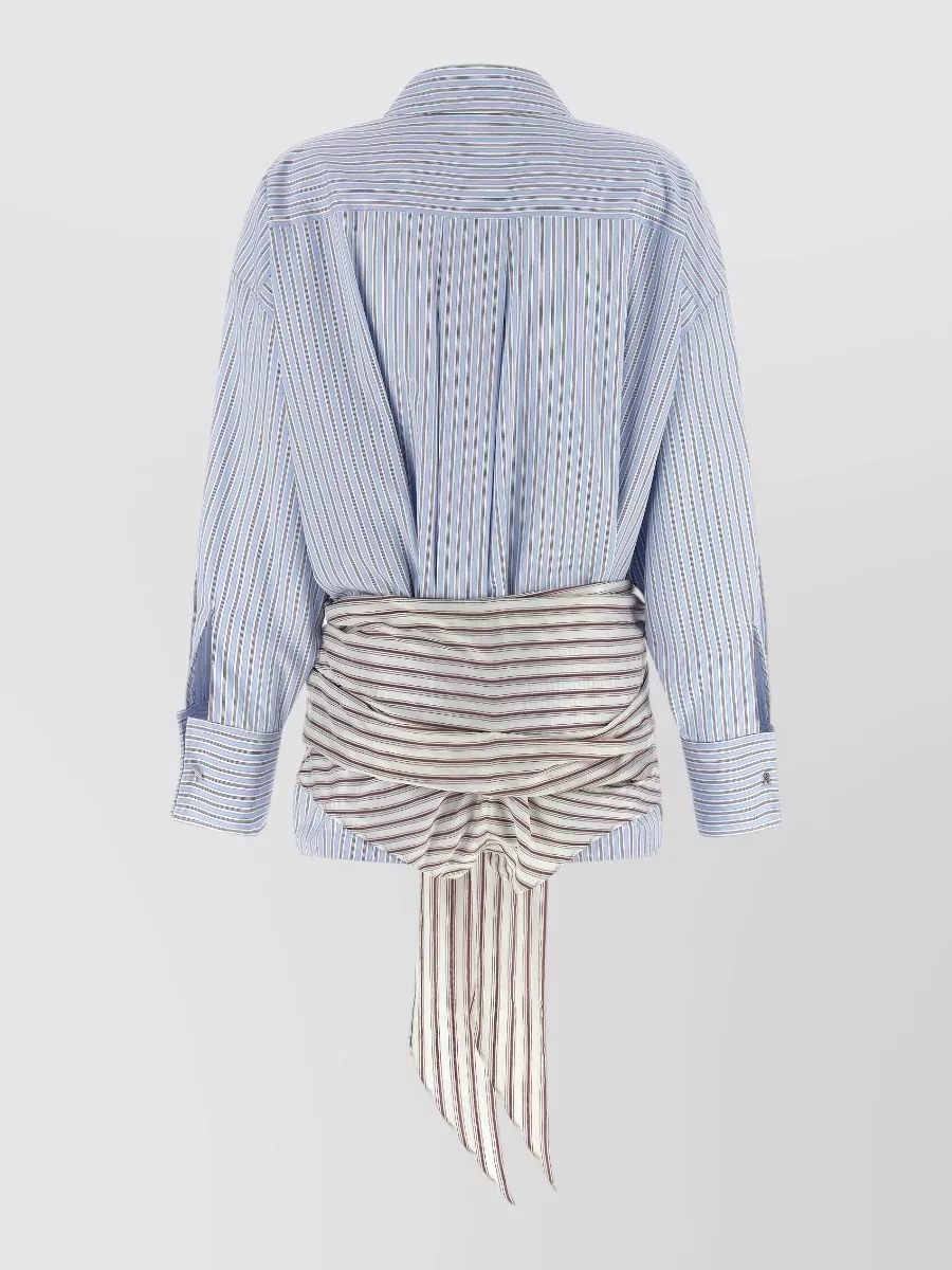 The Attico Striped Cotton Long-Sleeve Shirt Bodysuit
