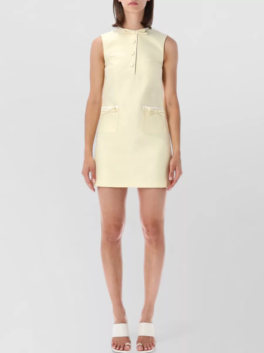 Self-Portrait Taffeta Sleeveless Bow Mini Dress
