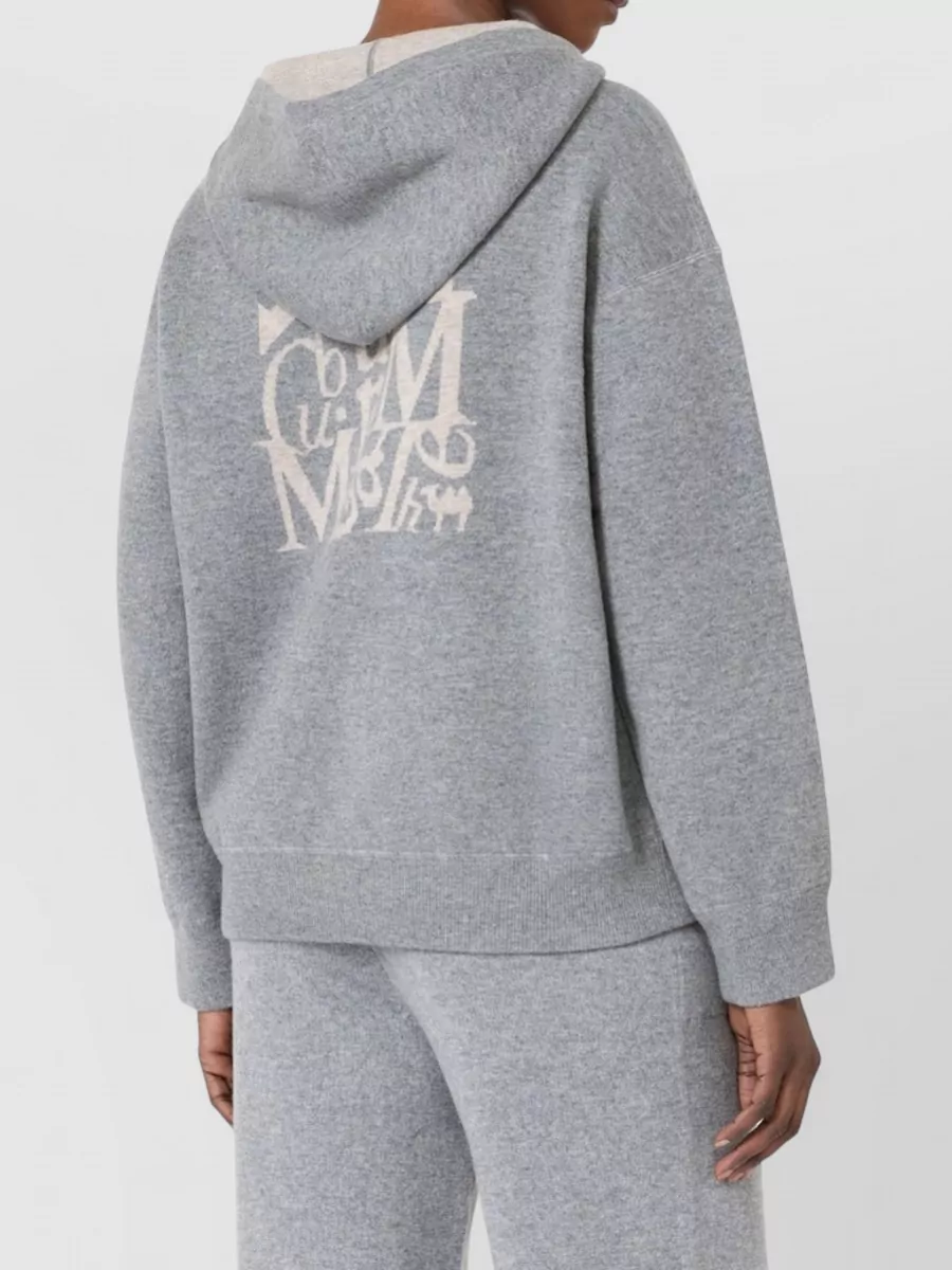 S Max Mara Knit Hooded Sweater Long Sleeves Ribbed Trims