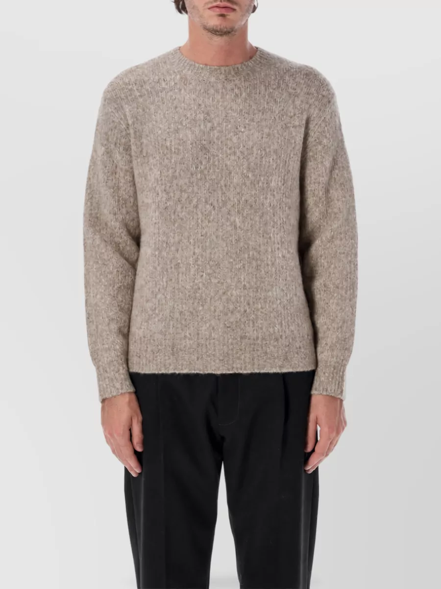 Sunflower alpaca yak ribbed crew neck sweater