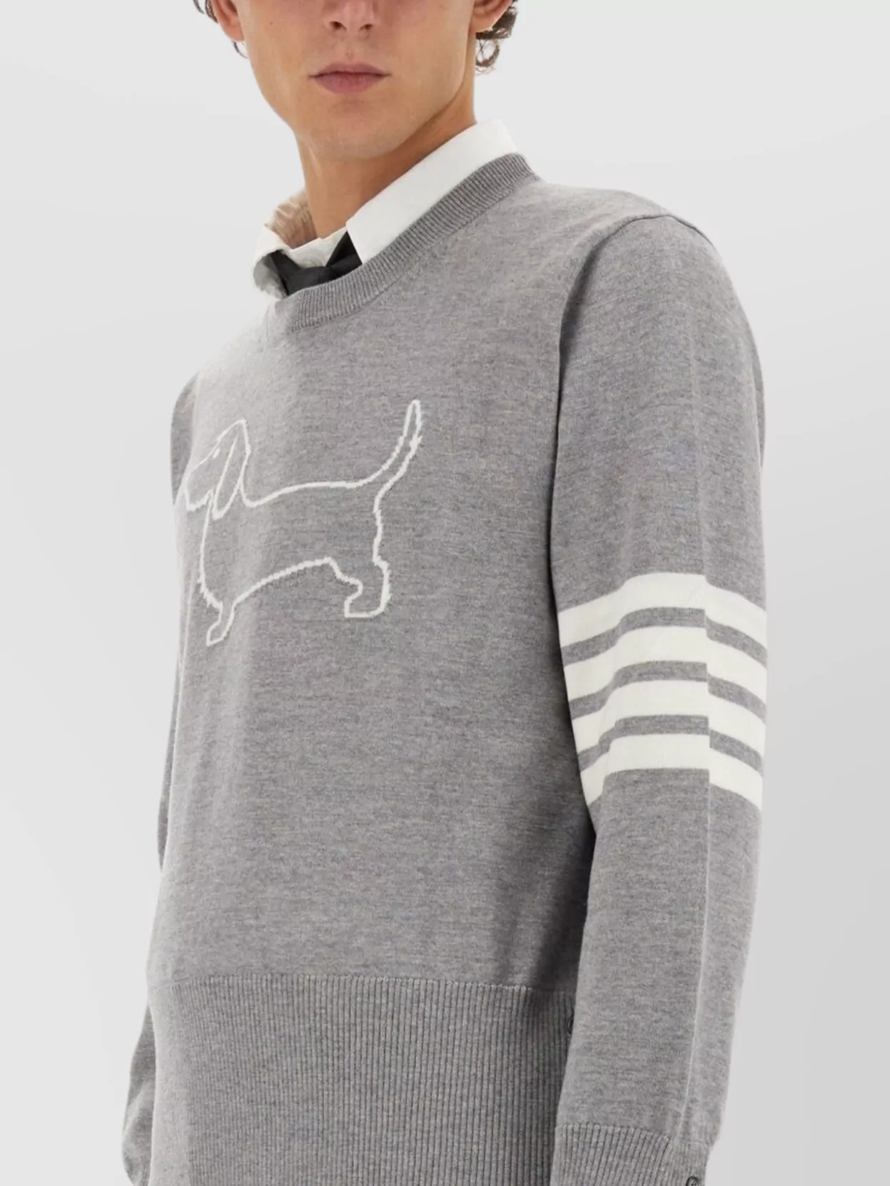 Thom Browne "Hector" Crew Neck Embroidered Sweater