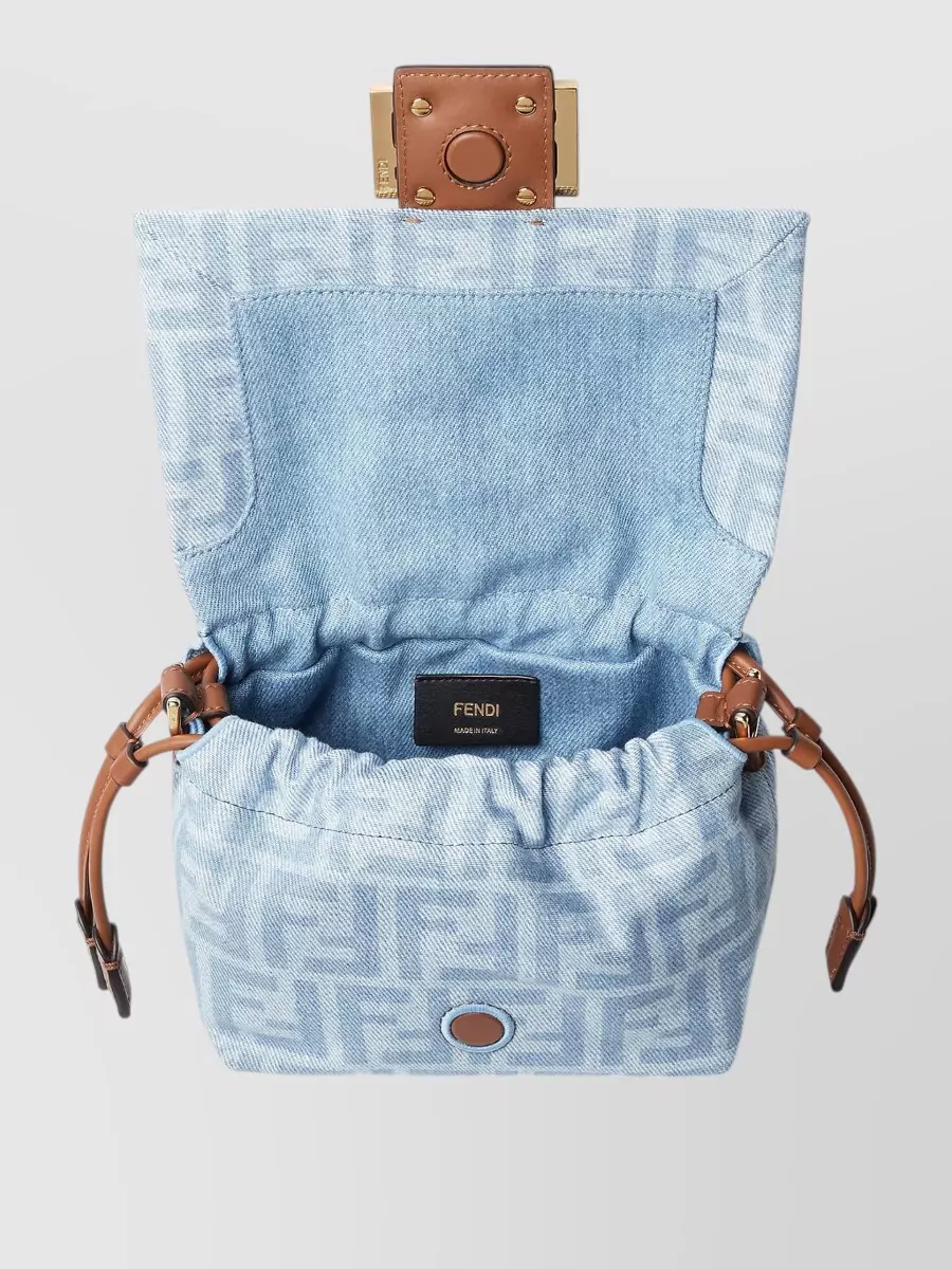 Fendi Mamma Baguette Small Denim Bucket Bag