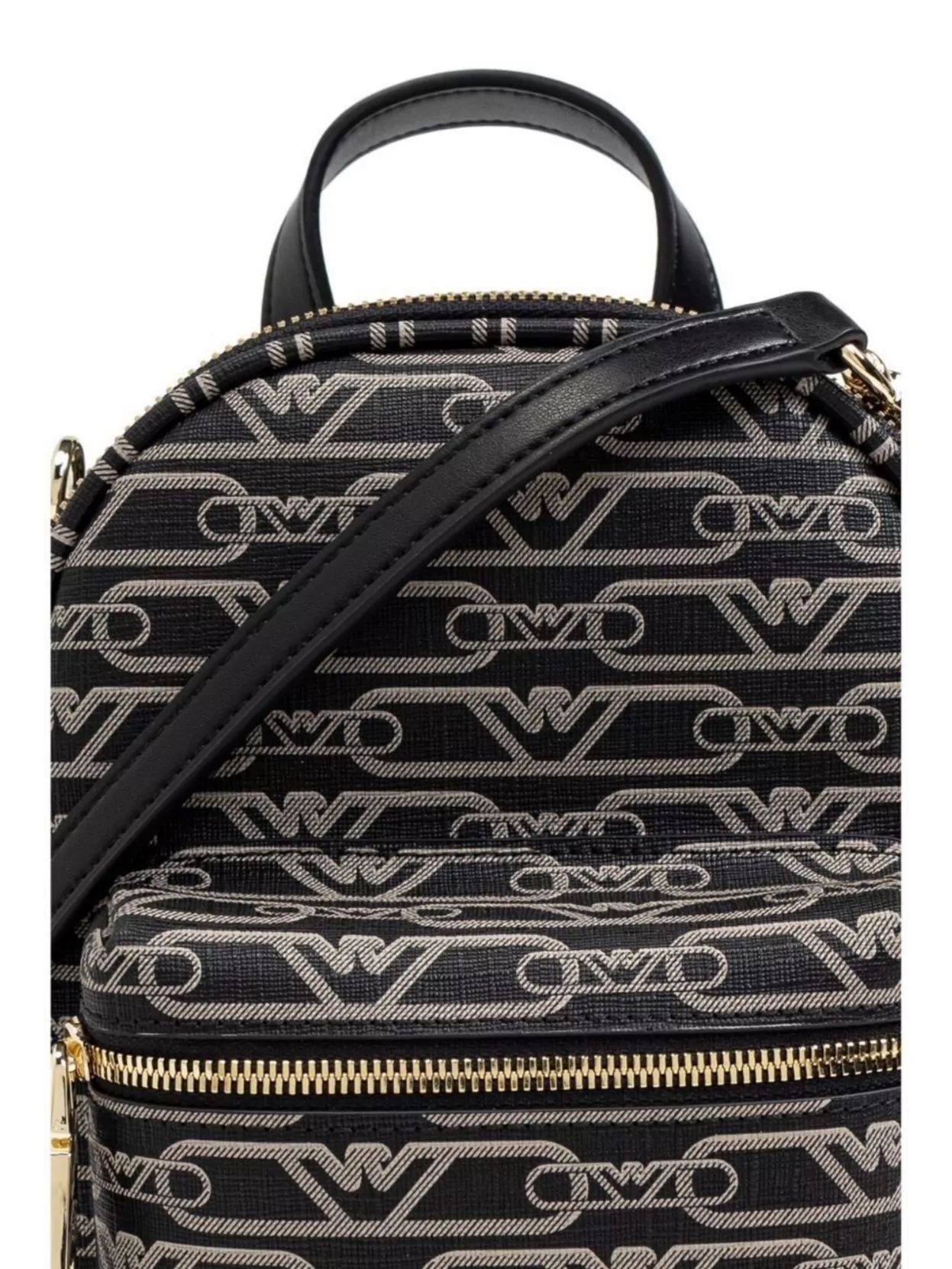Emporio Armani Logo Print Coated Backpack With Detachable Straps
