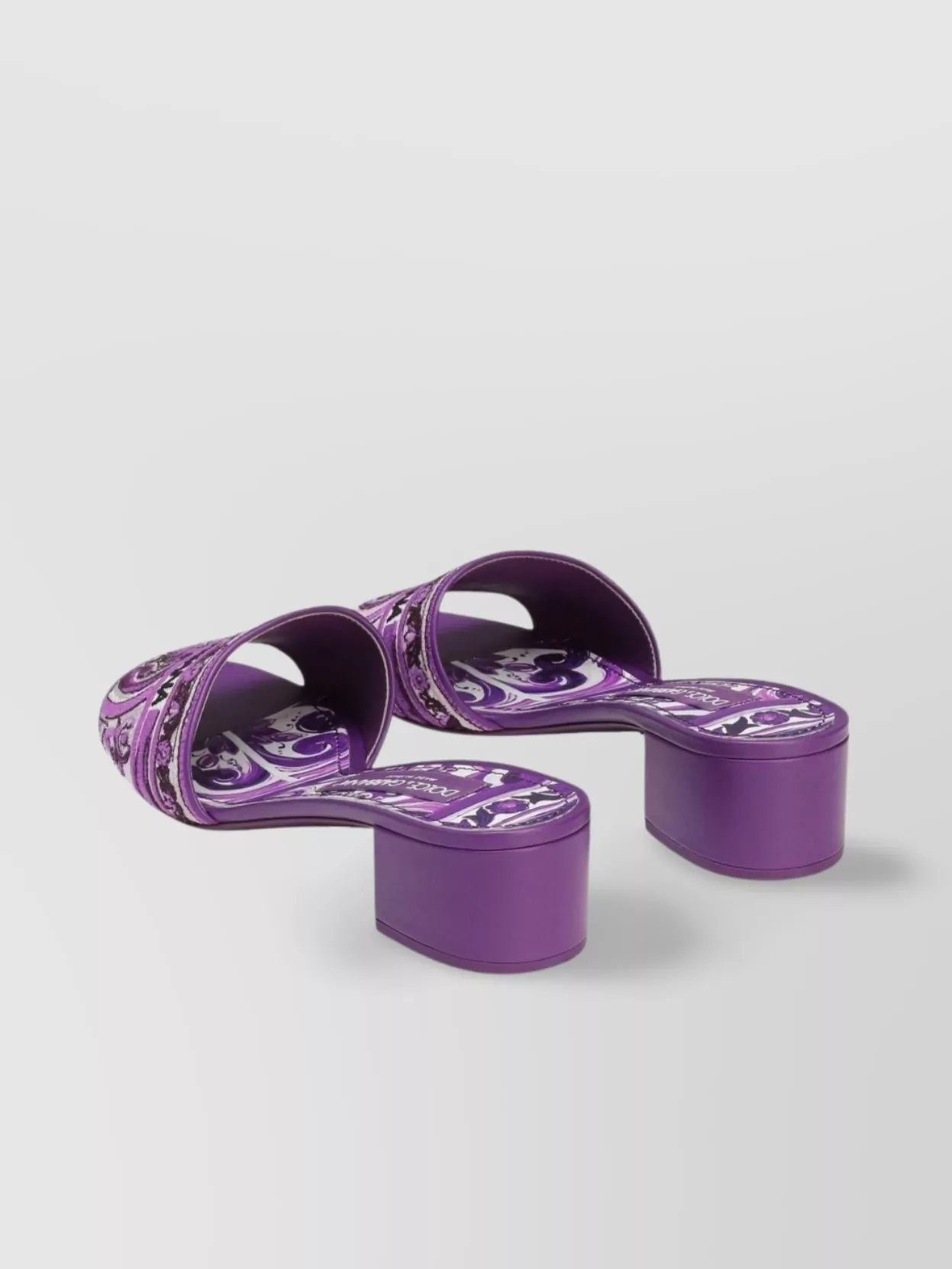 Dolce & Gabbana Embroidered Strap Slide Sandals With Low Block Heel
