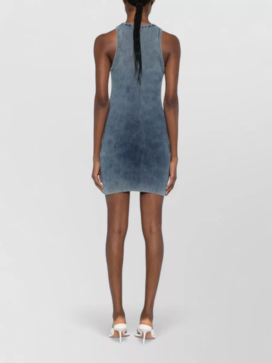 Diesel Cotton Mini Dress Sleeveless Round Neckline