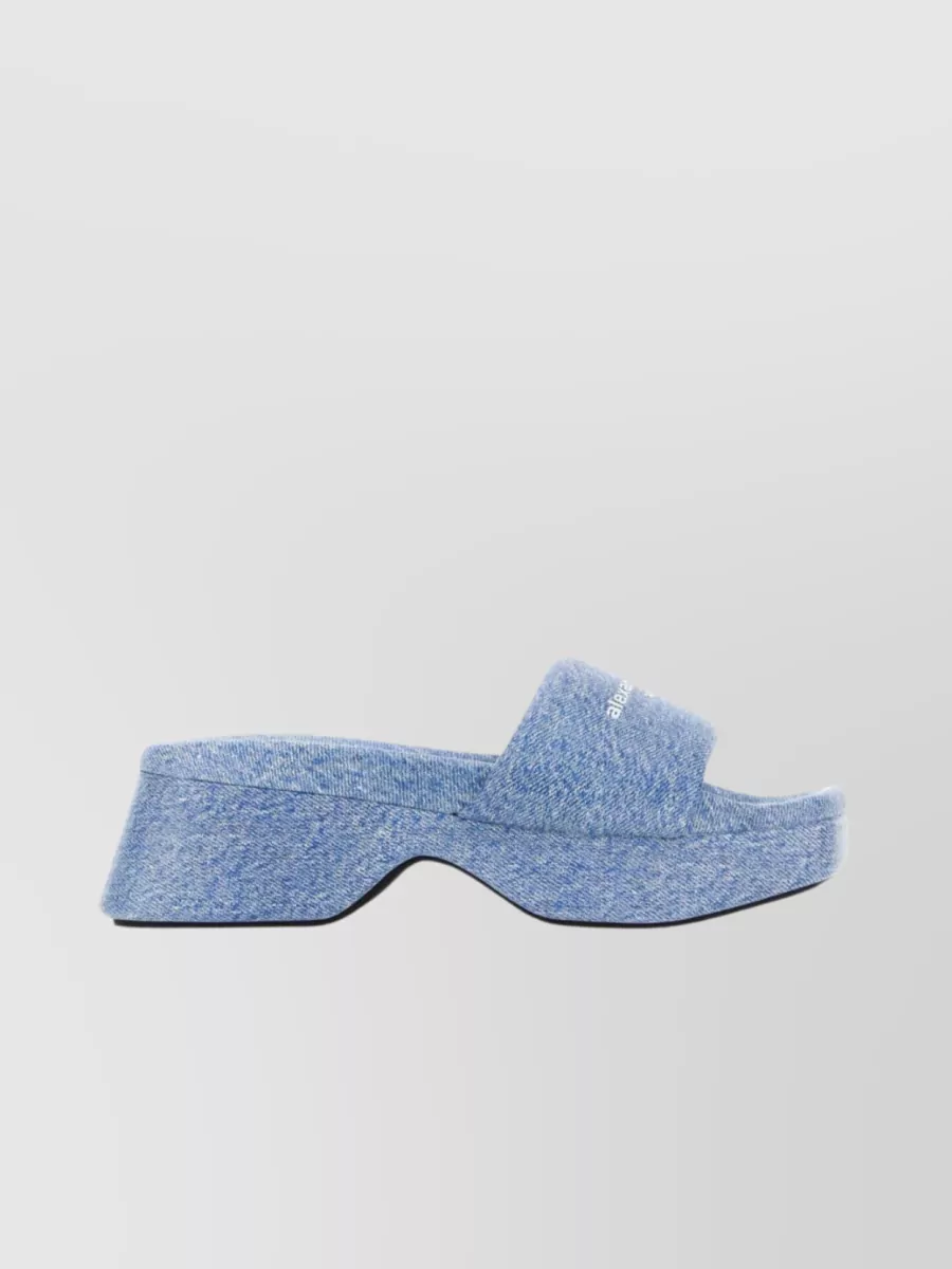 Shop Alexander Wang Leather Print Float Slippers In Blue