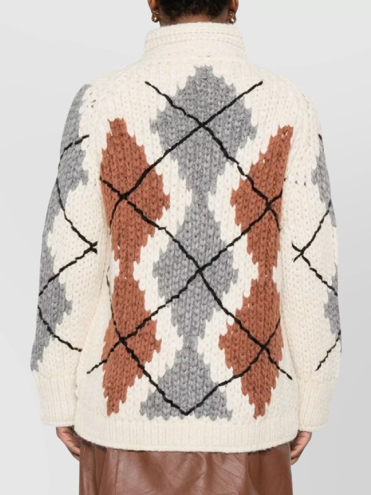 Ermanno Scervino Argyle Pattern Long Sleeve Cardigan With Shawl Collar