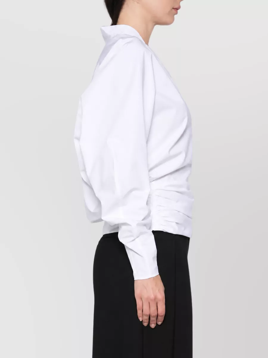 Jacquemus Cotton V-Neck Ruffled Wrap Blouse