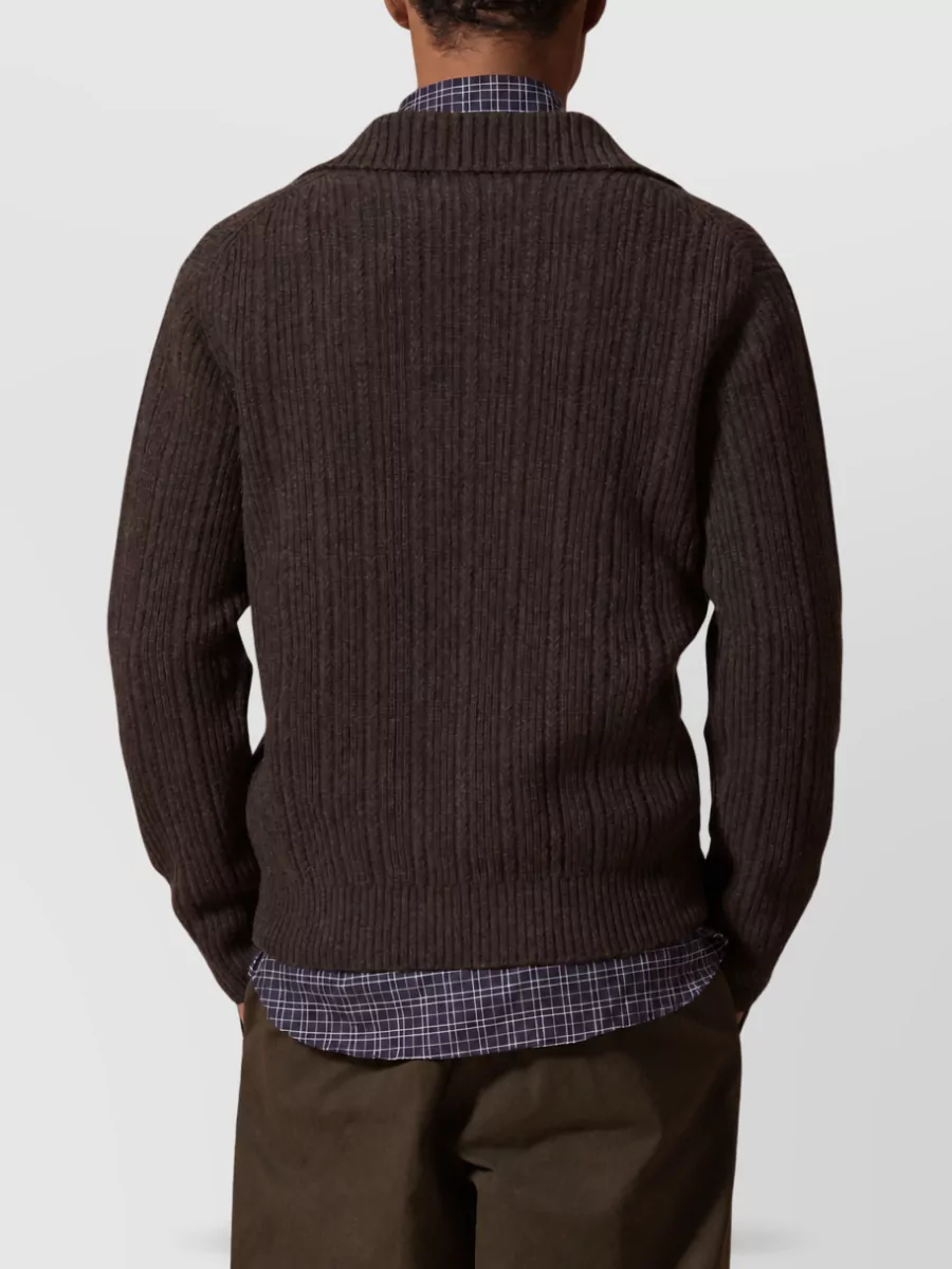 Ballantyne Ribbed Half Zip Wool Jumper