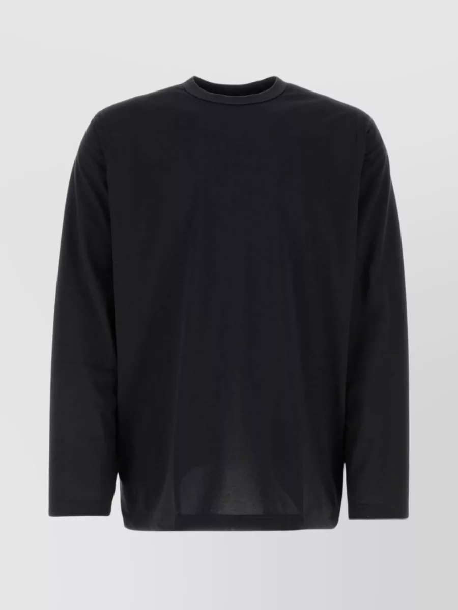 Shop Y3 Yamamoto Versatile Ribbed Collar T-shirt In Black