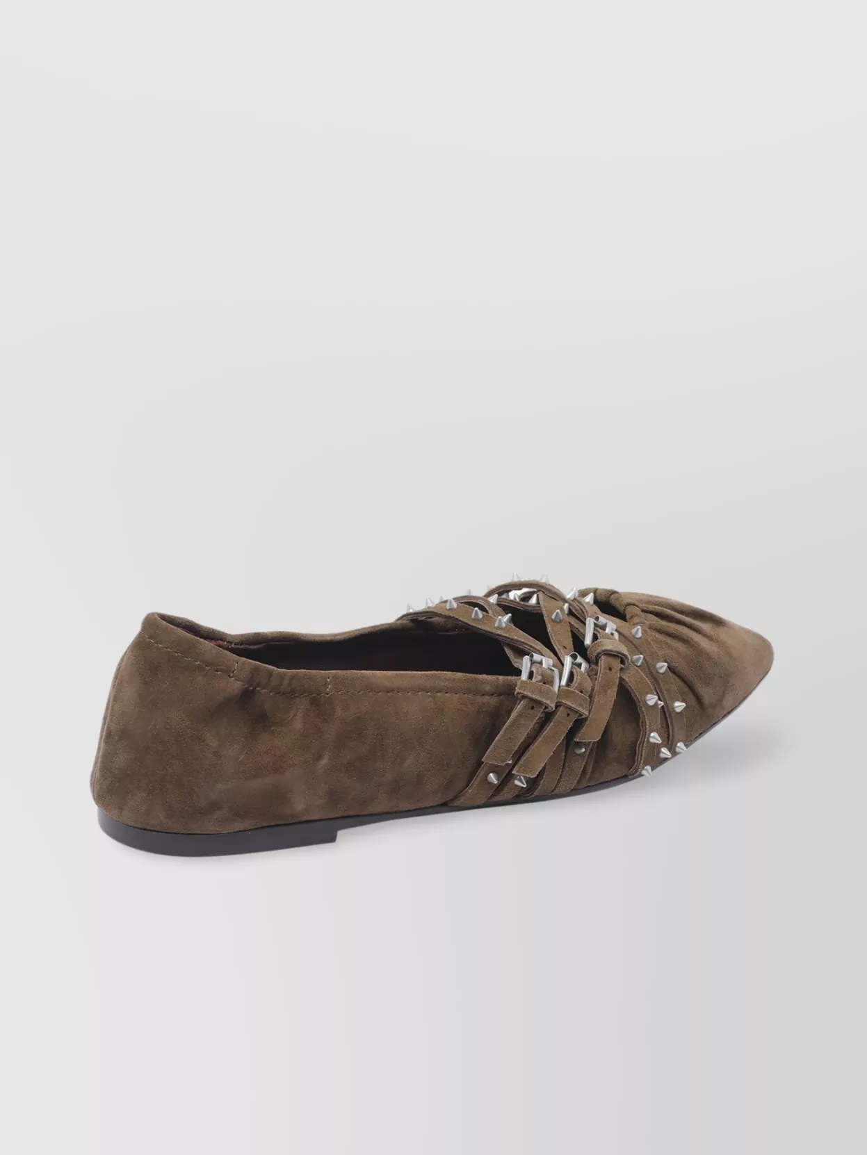 Ash Buckled Pointed Toe Ballerina Shoes