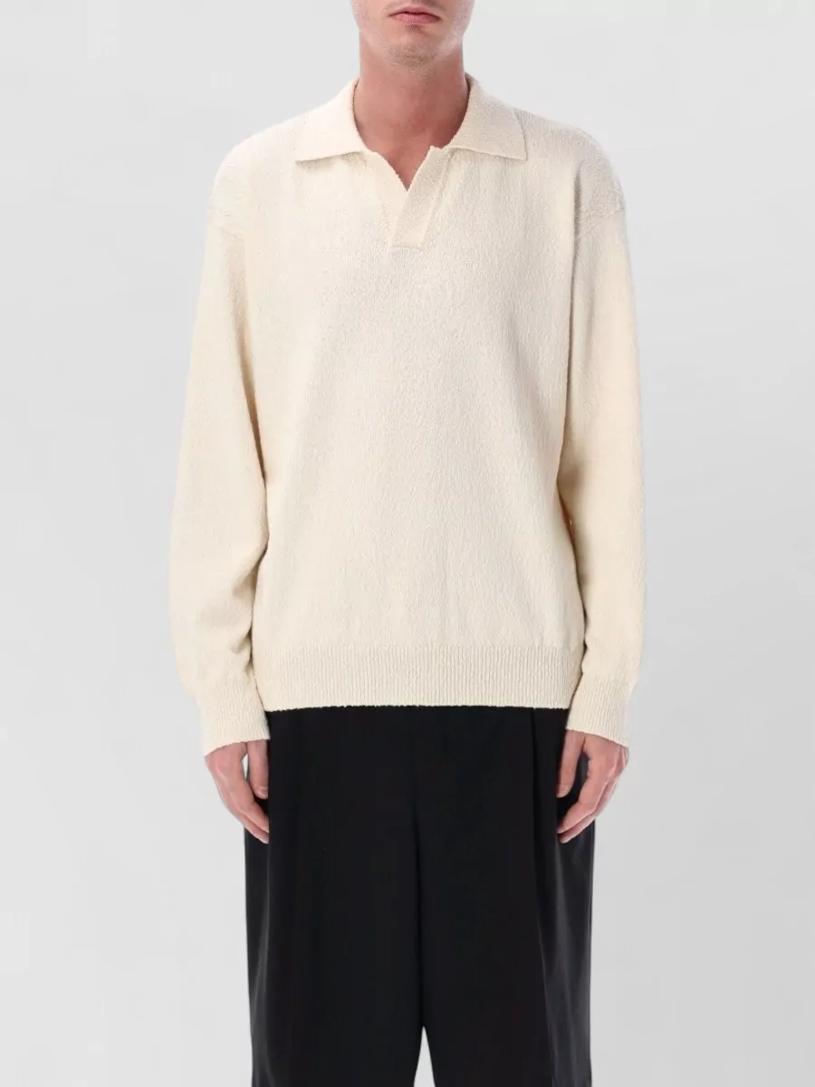 Roberto Collina Textured cotton long-sleeve polo sweater
