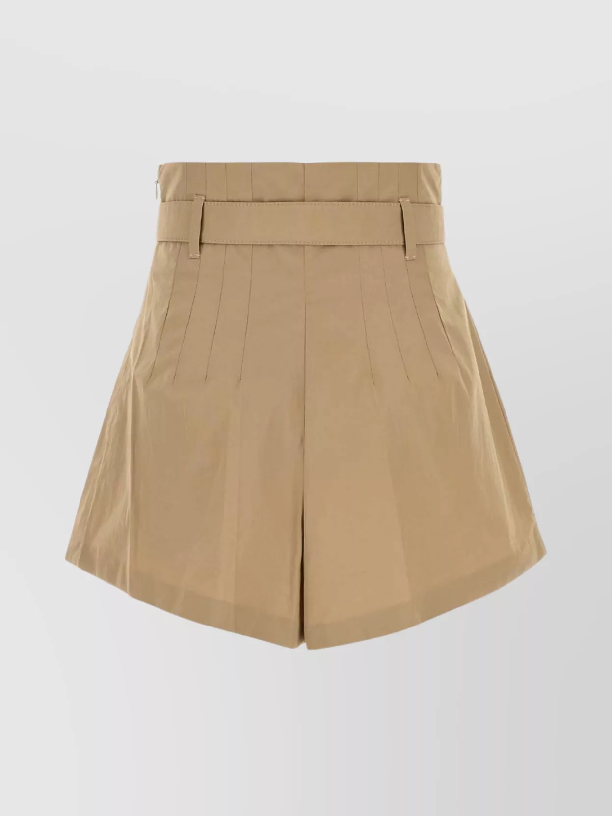 Prada Pleated Poplin Shorts Belt Loops In Nude