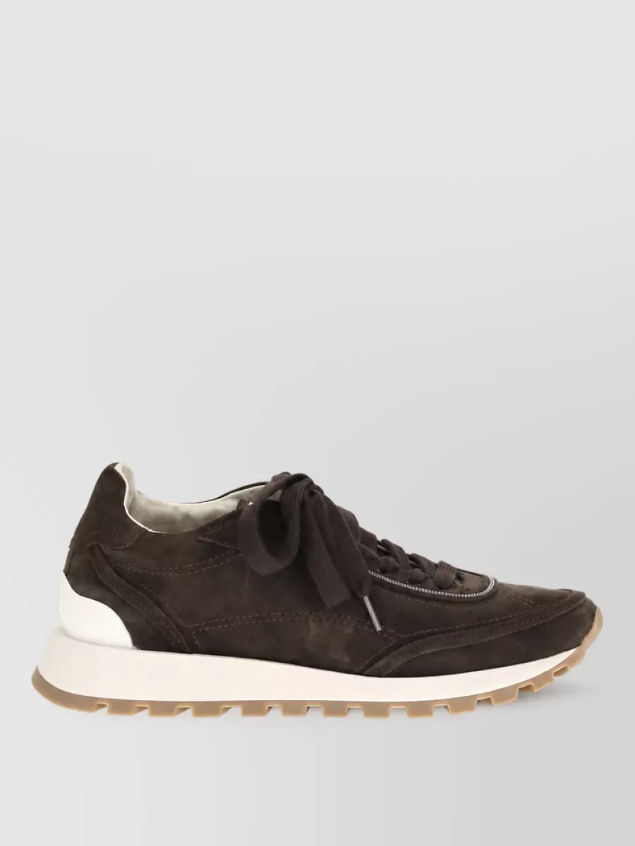 Brunello Cucinelli Suede Leather Lace-Up Sneakers