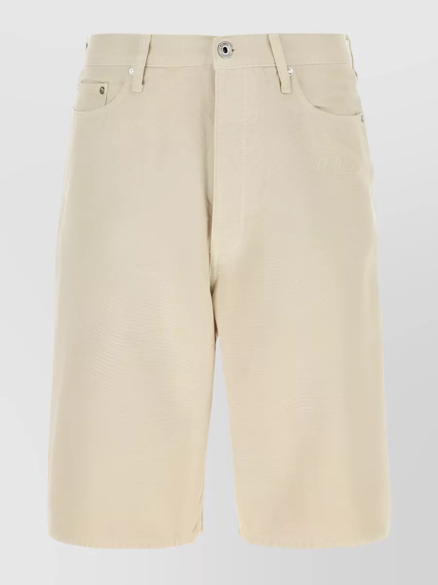 Shop Off-white Wave Off Canvas Shorts In Cream