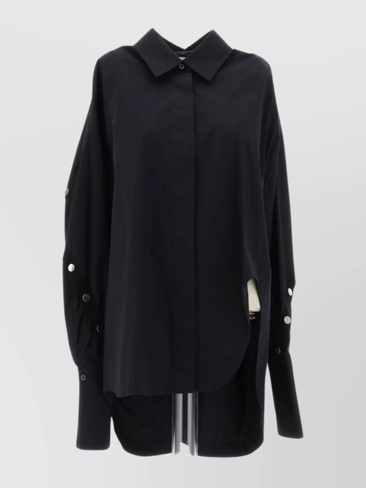 Shop Attico Oversized Shirt With Metallic Accents And High-low Hem