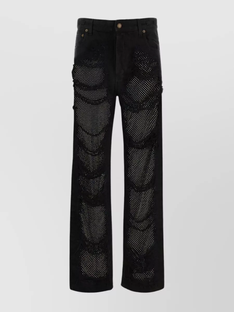 Shop Darkpark Karen Wide-leg Denim Trousers In Black