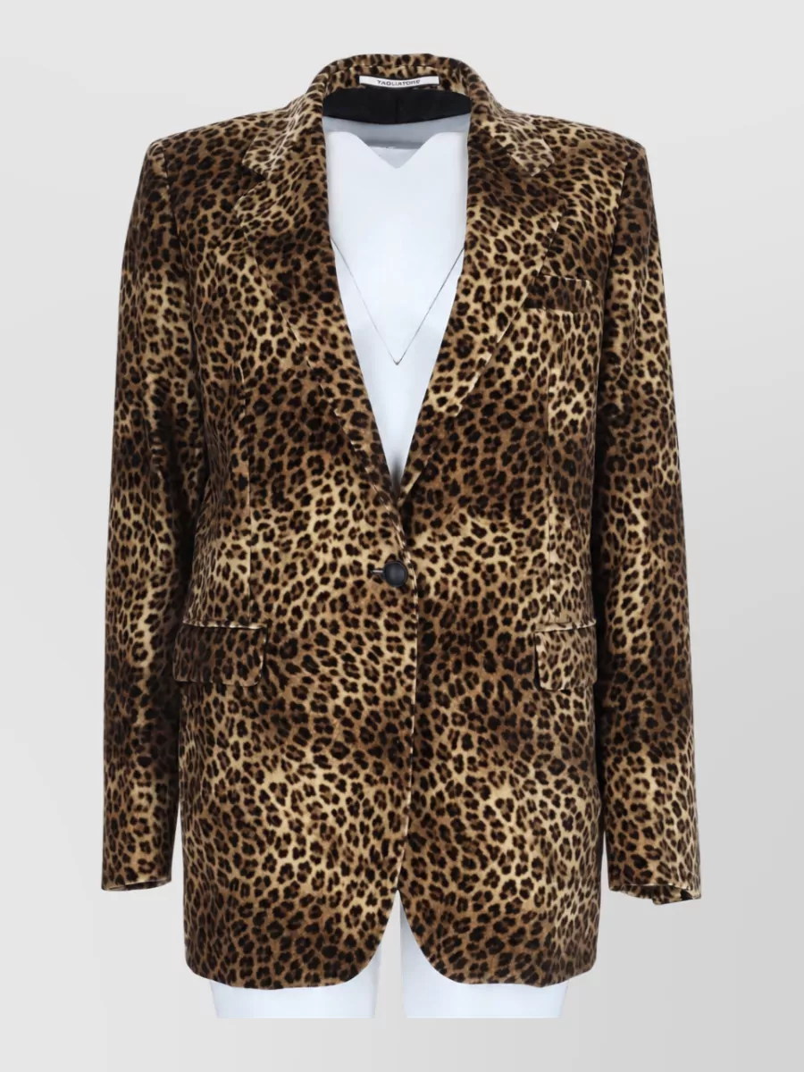 Tagliatore Single Breasted Coat In Animal Print